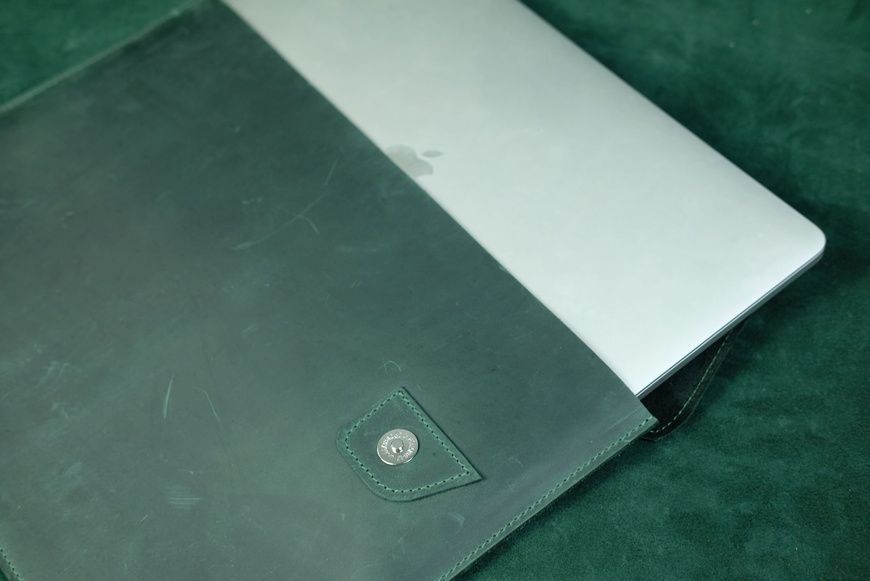 Кожаный чехол для MacBook Модель S2 из натуральной кожи цвет Зеленый  S2-4 фото